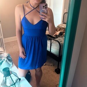 Amanda Uprichard Strappy Blue Mini Dress